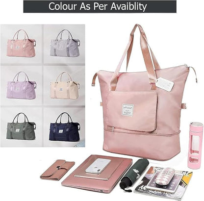 महिलाओं के लिए विस्तार योग्य फोल्डिंग ट्रैवल बैग, यात्रा के लिए लगेज बैग (बहुरंग)