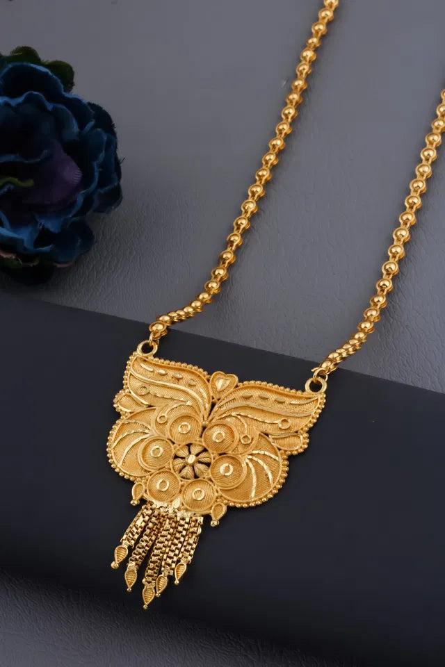 Traditional Gold plated Ki Mala Design With Moti Chen Ladi Long Mangalsutra