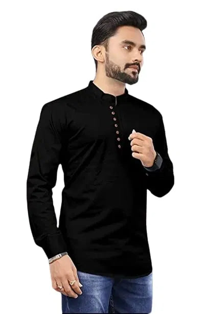 Men's Slim Fit Full Sleeve Cotton Short Kurta Pack of 1