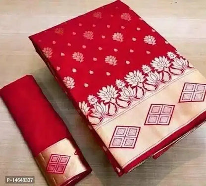 Jacquard Printed Saree for Women (Red, 6.3 m)